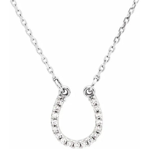 14K Gold .07 CTW Natural Diamond Horseshoe 16" Necklace 14K White Gold