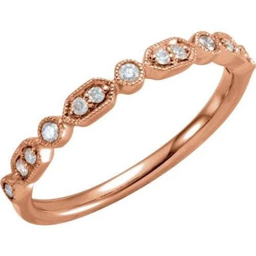 14K Gold 1/8 CTW Natural Diamond Bezel Stackable Ring 14K Rose Gold