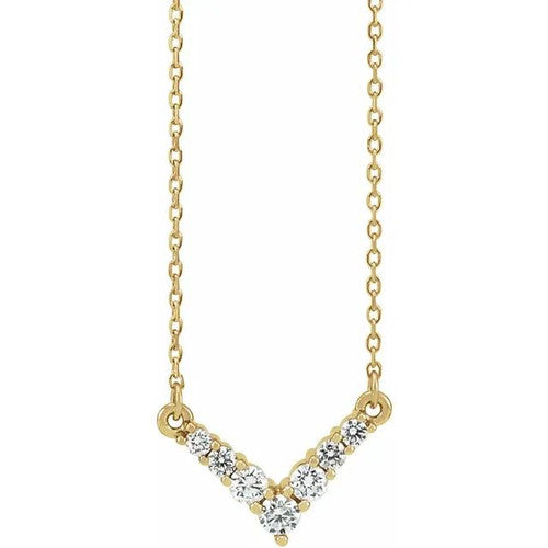 14K Gold 1/3 CTW Natural Diamond V 16-18" Necklace 14K Yellow Gold
