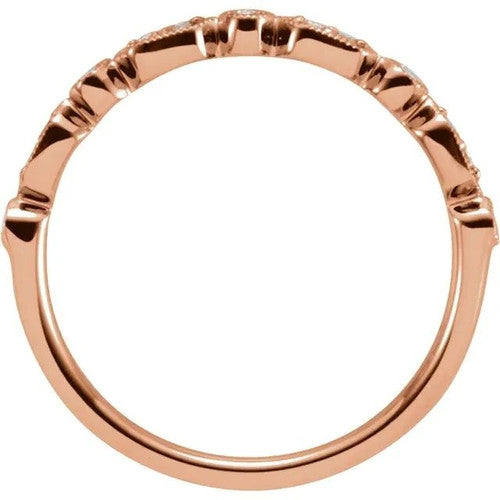 14K Gold 1/8 CTW Natural Diamond Bezel Stackable Ring 14K Rose Gold