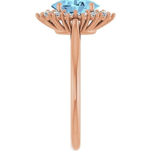 14K Gold Natural Aquamarine & 3/8 CTW Natural Diamond Ring 14K Rose Gold