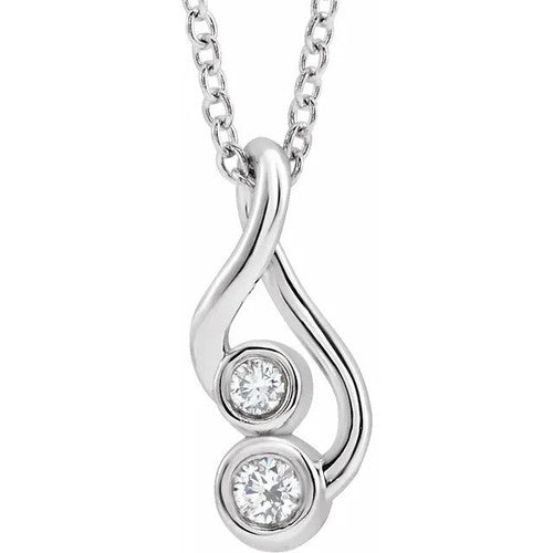 14K Gold .07 CTW Natural Diamond Hold You Forever® 16-18" Necklace 14K White Gold