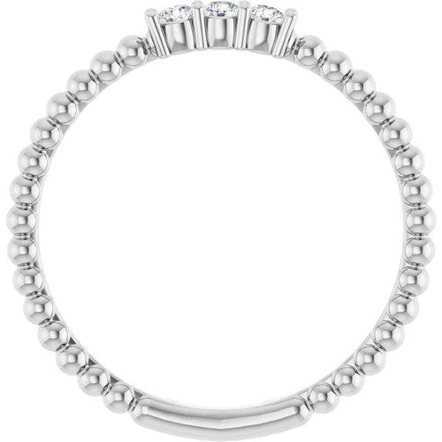 14K Gold 1/10 CTW Natural Diamond Beaded Ring 14K White Gold