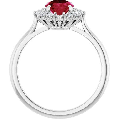 14K Gold Lab-Grown Ruby & 3/8 CTW Natural Diamond Ring 14K White Gold