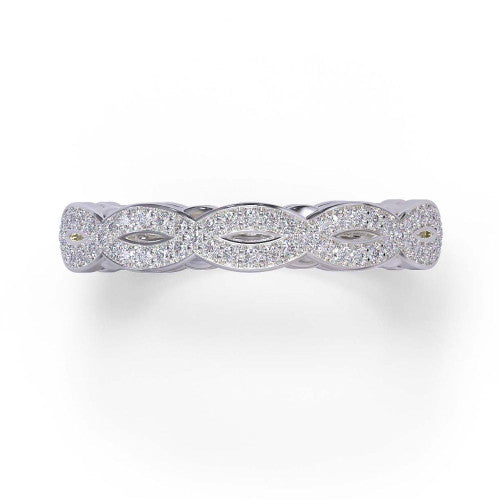 Charmaine - Women's 14k Gold Wedding Band with a Braided Design 14K White Gold - Natural Diamond