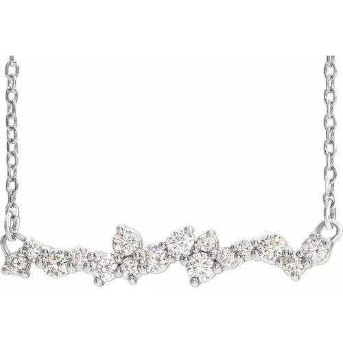 14K Gold 1/3 CTW Natural Diamond Scattered Bar 18" Necklace 14K White Gold