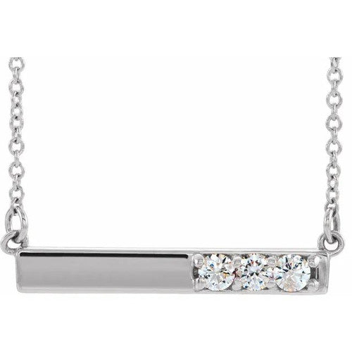 14K Gold 1/5 CTW Natural Diamond Bar 16-18" Necklace 14K White Gold