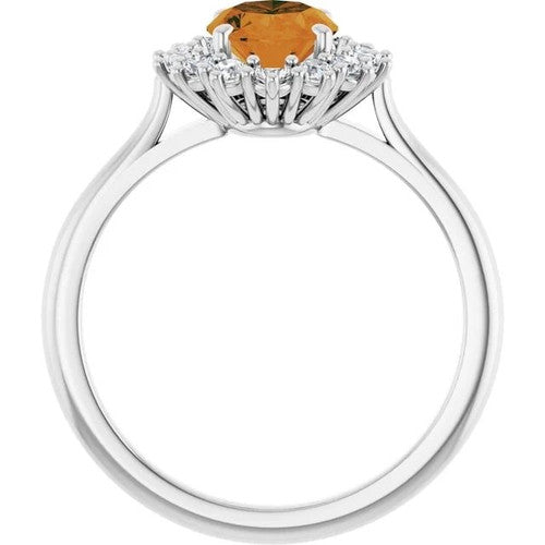 14K Gold Natural Citrine & 3/8 CTW Natural Diamond Ring 14K White Gold