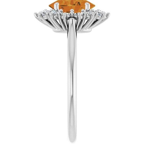 14K Gold Natural Citrine & 3/8 CTW Natural Diamond Ring 14K White Gold