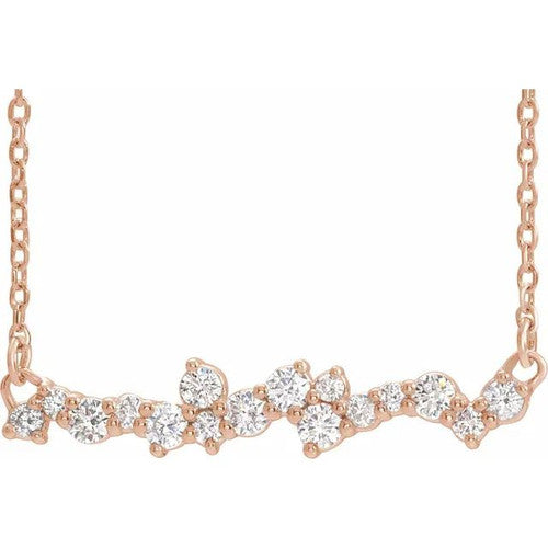 14K Gold 1/3 CTW Natural Diamond Scattered Bar 18" Necklace 14K Rose Gold