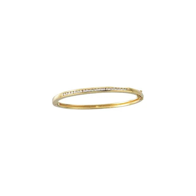 14K Gold 1/2 CTW Natural Diamond Bangle 6 1/2" Bracelet 14K Yellow Gold