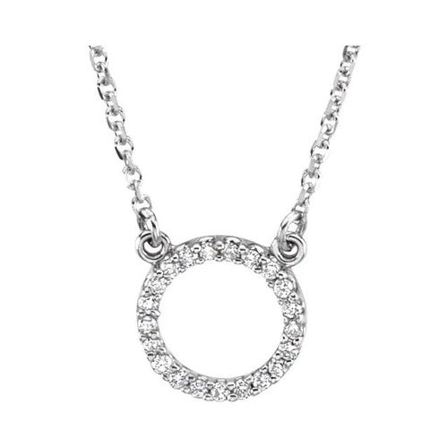 14K Gold .08 CTW Natural Diamond Circle 16" Necklace 14K White Gold