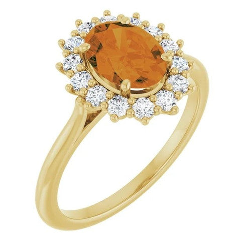 14K Gold Natural Citrine & 3/8 CTW Natural Diamond Ring 14K Yellow Gold