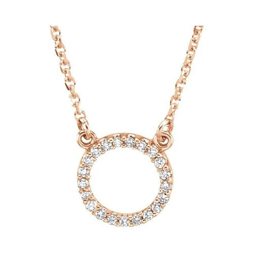 14K Gold .08 CTW Natural Diamond Circle 16" Necklace 14K Rose Gold