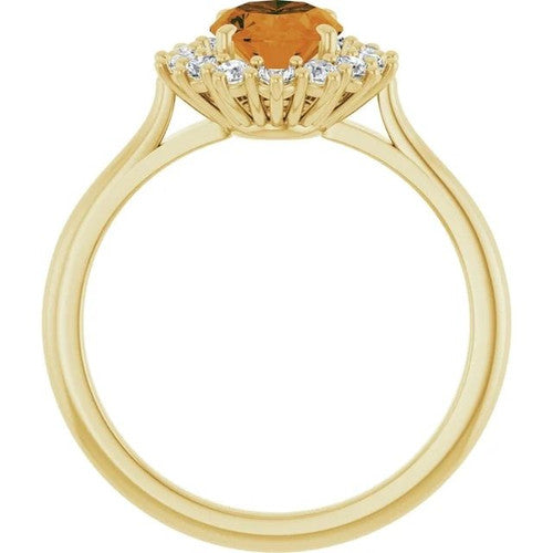 14K Gold Natural Citrine & 3/8 CTW Natural Diamond Ring 14K Yellow Gold