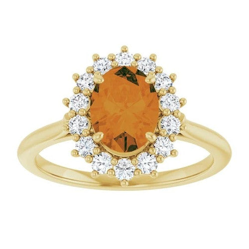 14K Gold Natural Citrine & 3/8 CTW Natural Diamond Ring 14K Yellow Gold