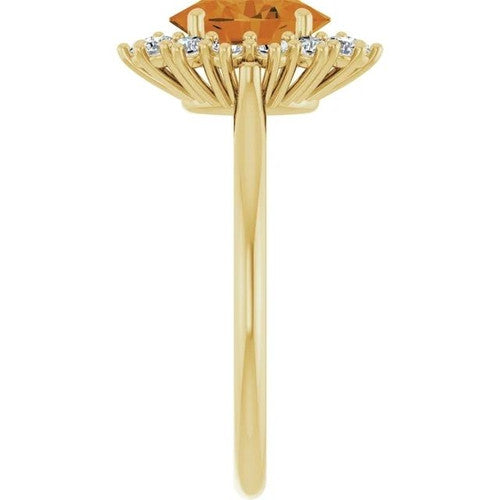 14K Gold Natural Citrine & 3/8 CTW Natural Diamond Ring 14K Yellow Gold