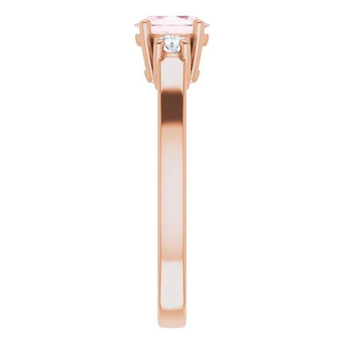 14K Gold 6x4 mm Oval Natural Pink Morganite & 1/8 CTW Natural Diamond Ring 14K Rose Gold