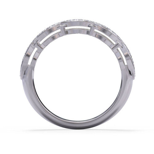 Charmaine - Women's 14k Gold Wedding Band with a Braided Design 14K White Gold - Natural Diamond