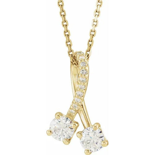 14K Gold 1/2 CTW Natural Diamond 16-18" Necklace 14K Yellow Gold