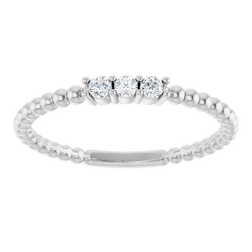 14K Gold 1/10 CTW Natural Diamond Beaded Ring 14K White Gold