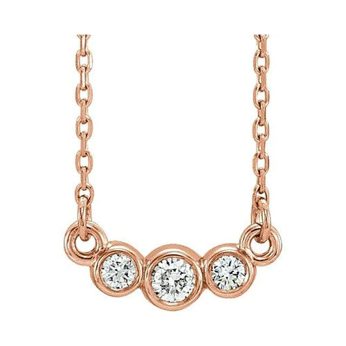 14K Gold 1/8 CTW Natural Diamond Three-Stone 16-18" Necklace 14K Rose Gold
