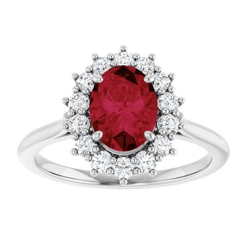 14K Gold Lab-Grown Ruby & 3/8 CTW Natural Diamond Ring 14K White Gold
