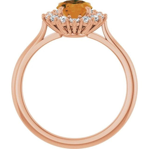 14K Gold Natural Citrine & 3/8 CTW Natural Diamond Ring 14K Rose Gold