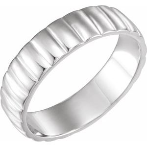 Classic - Liam - Platinum 6 mm Grooved Half Round Band Size 7