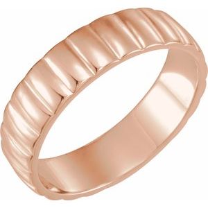 Classic - Liam - 14K Rose Gold 6 mm Grooved Half Round Band Size 7