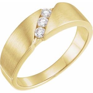 Matte - Leon - 14K Yellow Gold 1/5 CTW Natural Diamond 3-Stone Band