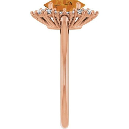 14K Gold Natural Citrine & 3/8 CTW Natural Diamond Ring 14K Rose Gold
