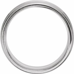 Matte - Micah - 14K White Gold Stepped Beveled-Edge Comfort-Fit Half Round Band