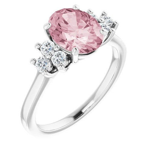 14K Gol Natural Pink Morganite & 1/5 CTW Natural Diamond Ring 14K White Gold