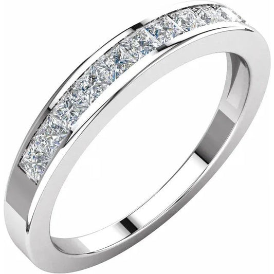 14K Gold 1/2 CTW Square Natural Diamond Anniversary Band 14K White Gold