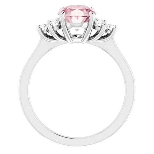 14K Gol Natural Pink Morganite & 1/5 CTW Natural Diamond Ring 14K White Gold