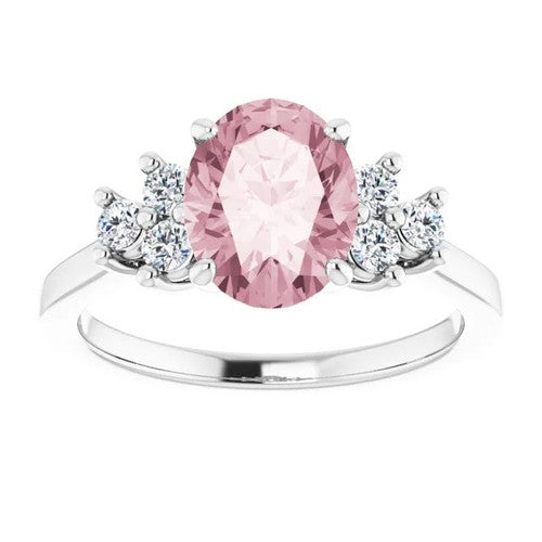 14K Gol Natural Pink Morganite & 1/5 CTW Natural Diamond Ring 14K White Gold