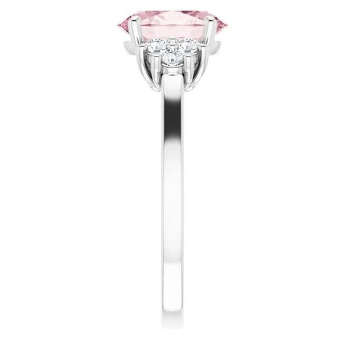 14K Gol Natural Pink Morganite & 1/5 CTW Natural Diamond Ring 14K White Gold