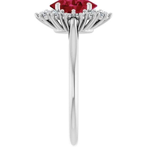 14K Gold Lab-Grown Ruby & 3/8 CTW Natural Diamond Ring 14K White Gold