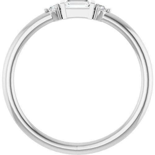 14K Gold 1/8 CTW Straight Baguette Natural Diamond Stackable Ring 14K White Gold