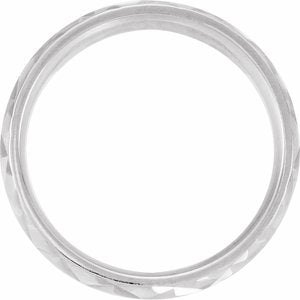 Unique - Theodore - 14K White Gold 7 mm Geometric Faceted Flat Band Size 10.5