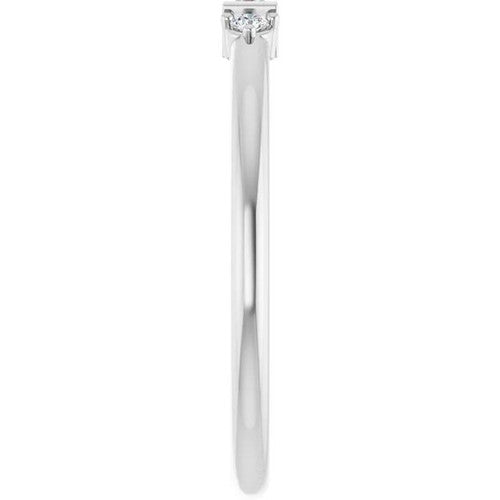 14K Gold 1/8 CTW Straight Baguette Natural Diamond Stackable Ring 14K White Gold
