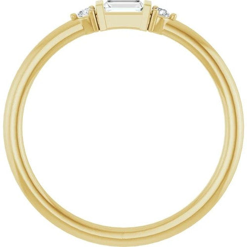 14K Gold 1/8 CTW Straight Baguette Natural Diamond Stackable Ring 14K Yellow Gold