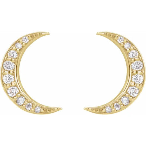 14K Gold 1/10 CTW Diamond Crescent Moon Earrings 14K Yellow Gold