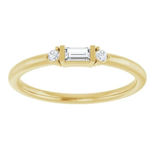 14K Gold 1/8 CTW Straight Baguette Natural Diamond Stackable Ring 14K Yellow Gold