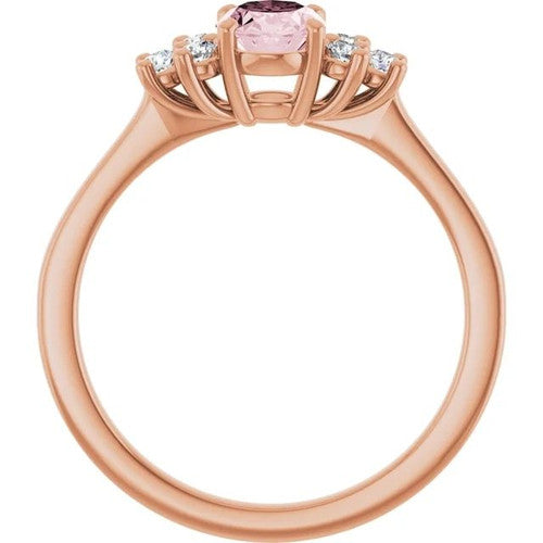 14K Gol Natural Pink Morganite & 1/5 CTW Natural Diamond Ring 14K Rose Gold