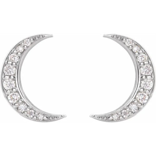 14K Gold 1/10 CTW Diamond Crescent Moon Earrings 14K White Gold