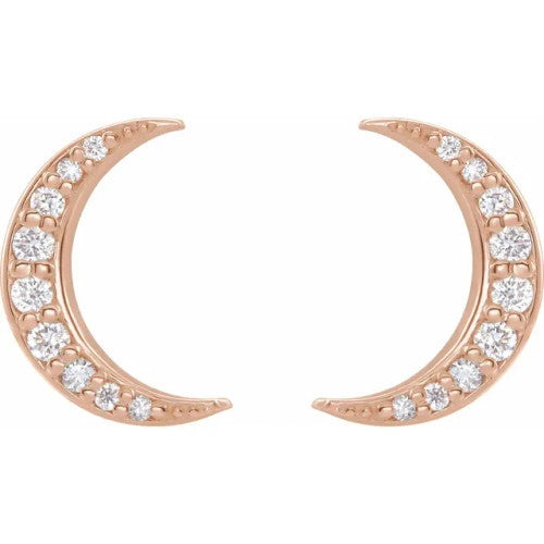 14K Gold 1/10 CTW Diamond Crescent Moon Earrings 14K Rose Gold