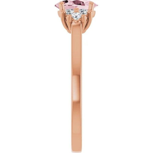 14K Gol Natural Pink Morganite & 1/5 CTW Natural Diamond Ring 14K Rose Gold