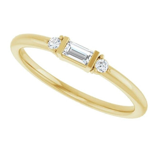 14K Gold 1/8 CTW Straight Baguette Natural Diamond Stackable Ring 14K Yellow Gold